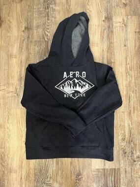Aeropostale AERO New York Pullover Hoodie Men’s XL Black Graphic Fleece Lined